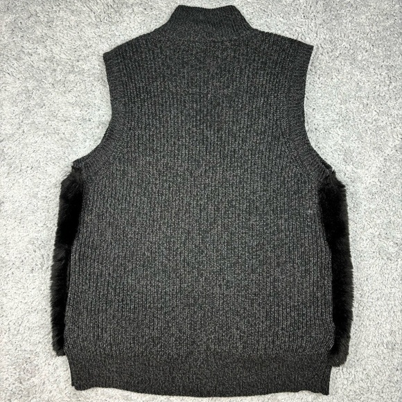Michael Kors Vest Womens Extra Small Shearling Faux Fur Black Streetwear Concert - Picture 3 of 3